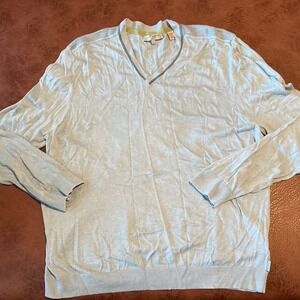 Ted Baker London Light Blue V Neck Long Sleeve Sweater Size 6 Organic Cotton